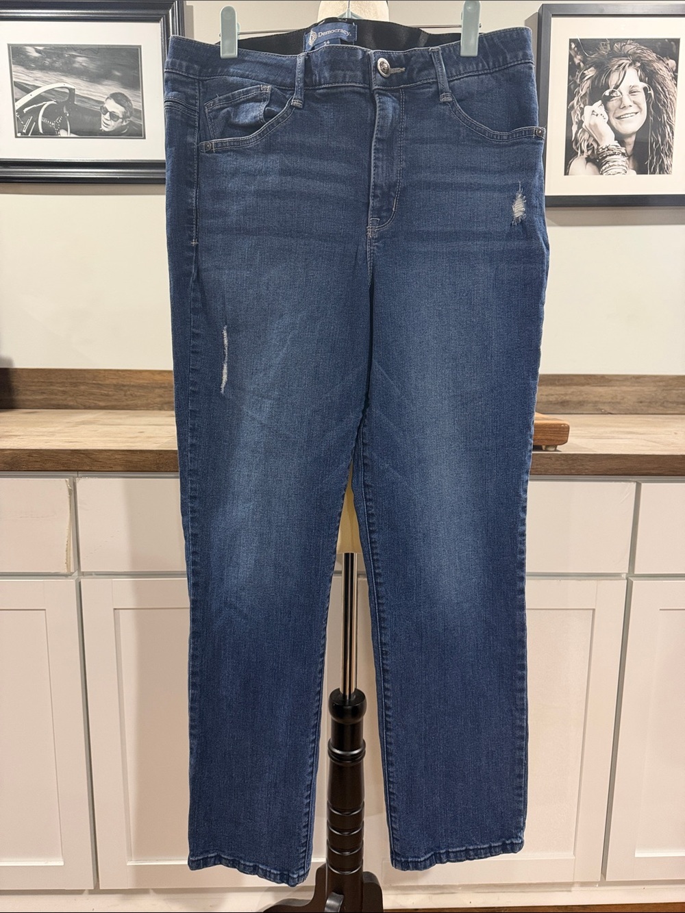 Democracy Women's Medium Blue Jeans with Light Distressing size 14